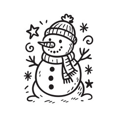 Cute Snowman Winter Doodle