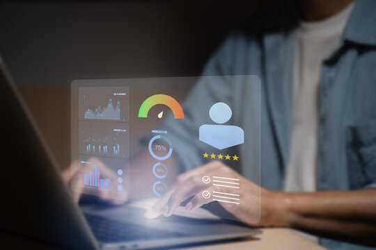 Digital HR system showing employee KPI data, team performance metrics and productivity dashboards used by organizations for workforce evaluation and human resource data driven decision making