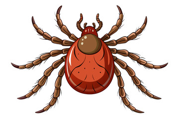 High-quality illustration of a tick insect with realistic detail and color. This vector graphic shows the tick’s body structure, legs, and texture, perfect for educational, scientific, and medical pur