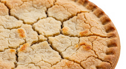 Closeup of a goldenbrown cracked pie crust