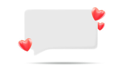 Vector blank speech bubble with hearts isolated on white background. Concept of Valentine's Day.