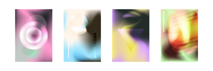Vector set of modern gradient poster cards with abstract aesthetic isolated on white background.