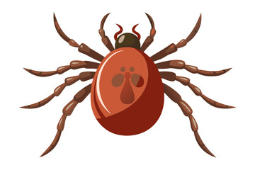 High-quality illustration of a tick insect with realistic detail and color. This vector graphic shows the tick’s body structure, legs, and texture, perfect for educational, scientific, and medical pur