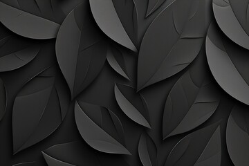 Fototapeta premium Dark Gray Leaves Pattern Background Texture