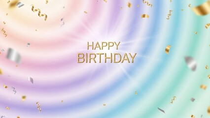 Beautiful Pastel Rainbow Background with Sparkling Confetti for a Happy Birthday