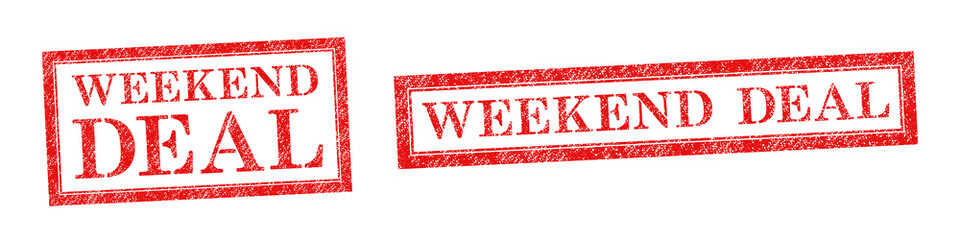 Vector red rubber stamp text Weekend Deal isolated on the white background.