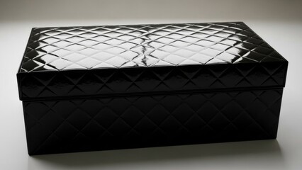 Elegant Black Quilted Storage Box with Glossy Finish for Keepsakes