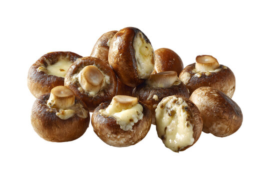 Savory Baked Mushrooms with Bubbling Melted Cheese on Black