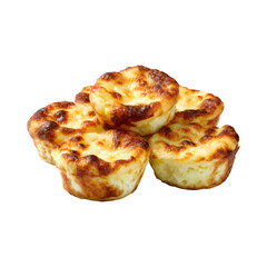 Bite sized Quiches with Golden Melted Cheese Topping on Transparent Background
