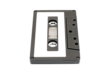 tape audio cassette, side view, isolated on white with clipping path