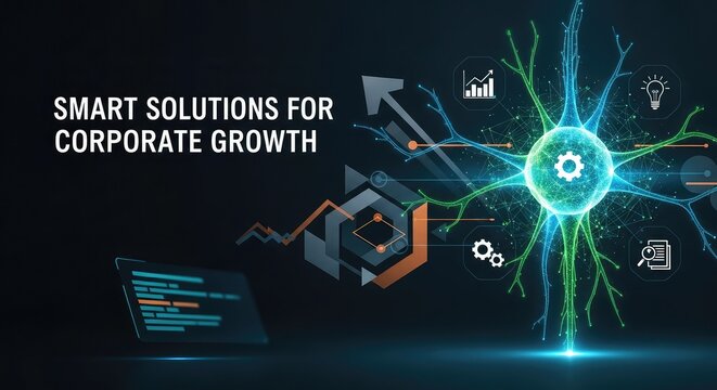 Unlock corporate growth with smart, innovative solutions and data analytics for a thriving future business strategy in the digital age using modern technology - Powered by Adobe