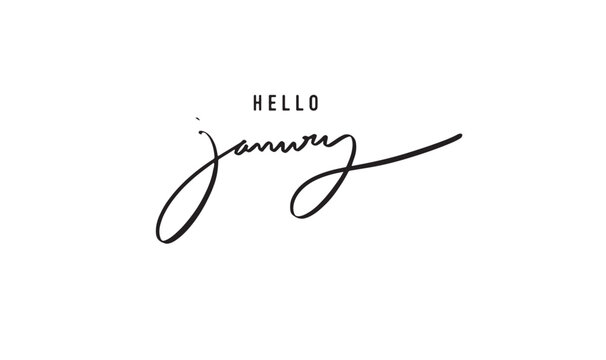 Hello january month text font calligraphy hand written lettering script black color object icon hello january month welcome business banner happy new year calendar hello january start beginning winter