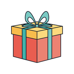 A simple cartoon drawing of a gift box with a ribbon.