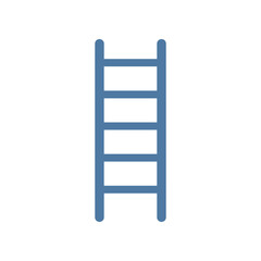 Blue ladder with five rungs against a white background.