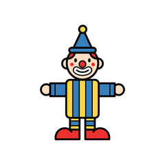Cartoon Clown with Striped Outfit and Red Shoes Illustration.