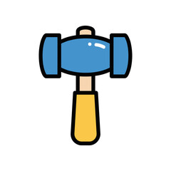 Cartoon Mallet with Blue Head and Yellow Handle Illustration.