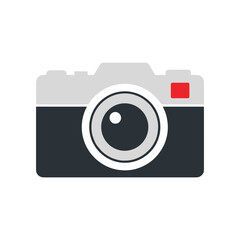 Classic Digital Camera Icon with Lens and Shutter Button.