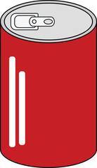 Minimalist vector illustration of a red soda can with a silver pull-tab top. The design features clean lines, simple shapes, and a modern flat style suitable for beverage branding
