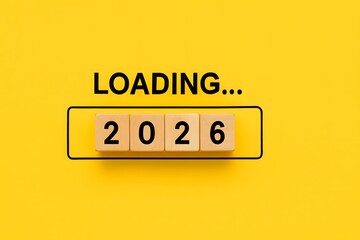 Loading 2026 new year progress bar concept on yellow background