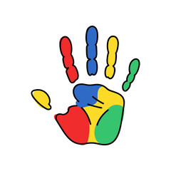 Colorful Handprint Art Symbol of Diversity and Creativity.