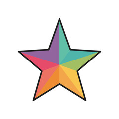 Colorful Star Icon with Bold Black Outline.
