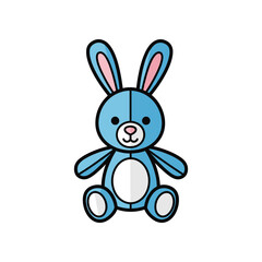 Cute blue bunny rabbit cartoon illustration with big ears and round body.