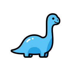 Cute Blue Cartoon Dinosaur Illustration.