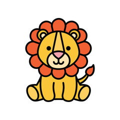Cute cartoon lion illustration for children.