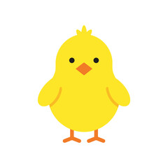 Cute Yellow Chick Cartoon Illustration Adorable Baby Bird.