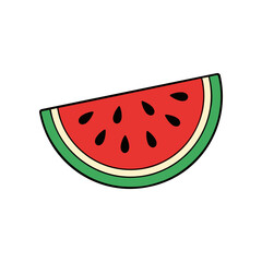 Illustration of a Watermelon Slice with Seeds.