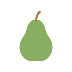 Illustration of a Green Pear with Brown Stem on White Background.