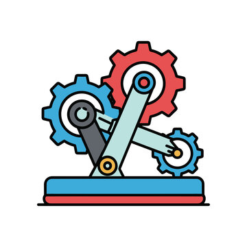 Interconnected Gears and Levers System Illustrating Mechanical Movement.