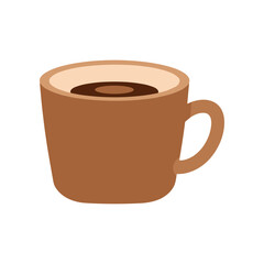 Simple brown coffee mug filled with dark coffee beverage.