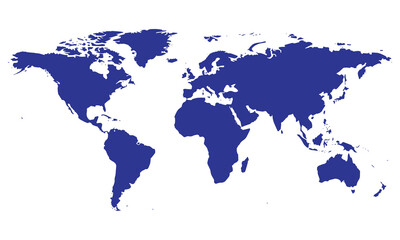 Obraz premium World map outline in blue color, isolated on white background