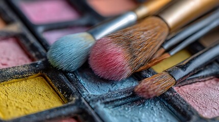 Watercolor Paint Palette with Brushes and Vibrant Pigments