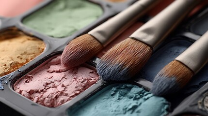 Watercolor Paint Palette with Brushes and Vibrant Pigments