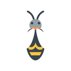 Stylized Wasp Illustration with Minimalist Design and Bold Colors.