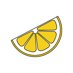 A bright yellow lemon slice with visible segments and a thick rind.