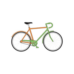 Fototapeta premium A minimalist illustration of a vintage bicycle with a green and orange frame.