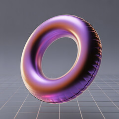 Metallic Purple Life Ring: A stunning, metallic purple life ring floats, reflecting light and texture against a subtle background, representing concepts of safety and recreation.