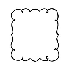 Whimsical valentine decorative frame with curly border, cute bachelorette design element for romantic stationery and layouts