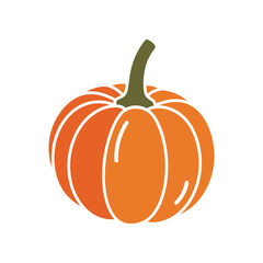 A Simple Orange Pumpkin with a Green Stem.