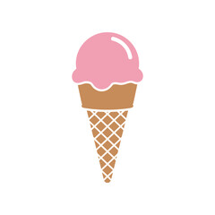 A Simple Pink Ice Cream Cone Illustration.