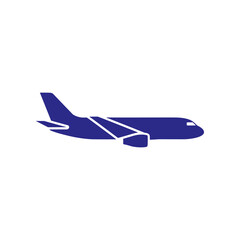 Obraz premium Blue Airplane Silhouette Modern Aviation Icon for Travel and Transportation.