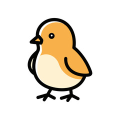 Cute Cartoon Chick Standing Adorable Baby Bird Illustration.