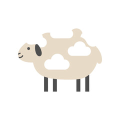 Cute cartoon sheep with cloud wool illustration.