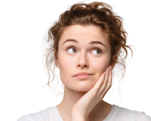 Person Tilting Head Slightly on Transparent Background