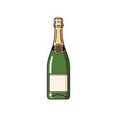 Elegant Green Champagne Bottle with Gold Foil and Blank Label.