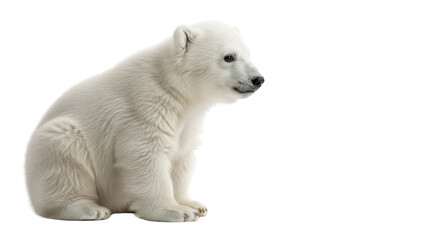 Obraz premium Adorable Young White Polar Bear Cub Sitting isolated PNG with Transparent Background
