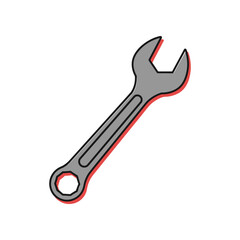 Metallic wrench tool isolated on white background for mechanical work.